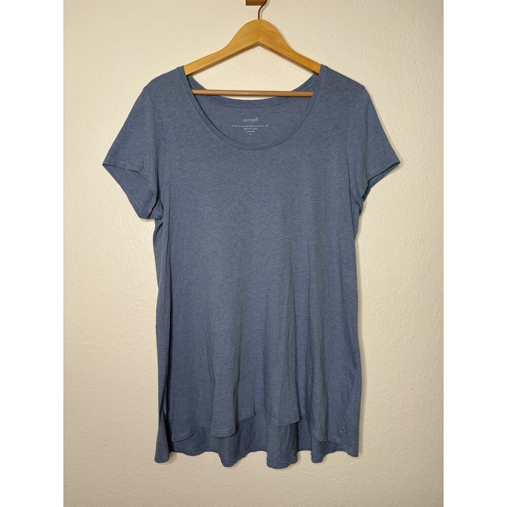 Pure Jill Scoop-Neck Elliptical Tee Pima Cotton Blue Size Medium Casual